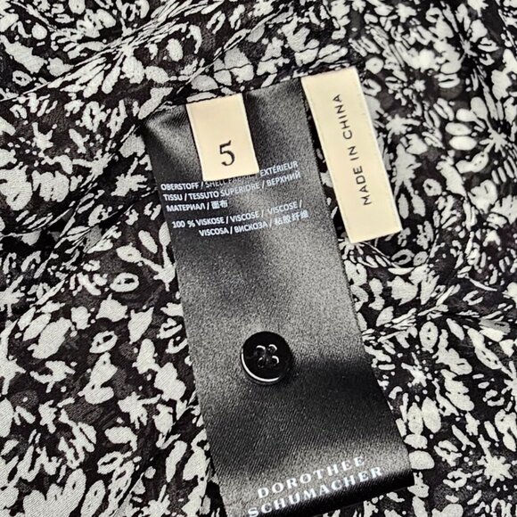 Dorothee Schumacher Symbolic Innocence Black White Printed Blouse Size 5 US 10 - Picture 6 of 14